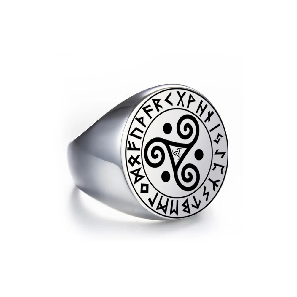 

Vintage Stainless Steel Rings Triskele Triple Spiral Symbol Amulet Silver Color GothicTalisman Witchcraft Signet Ring 2020 Trend