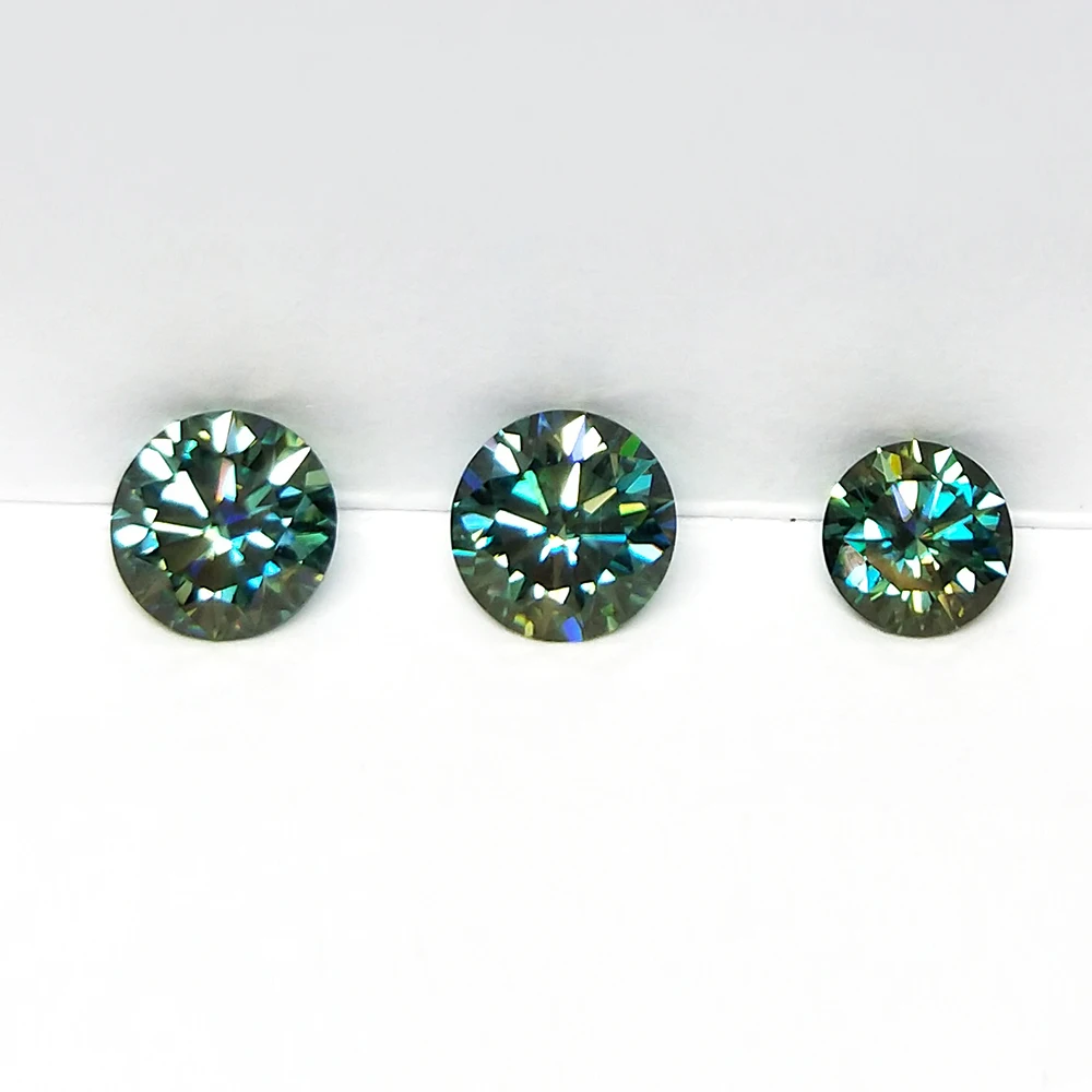 Green Moissanites Stone 3.0~11mm Green Color Round Brilliant Cut Moissanites Gems For Jewelry Making