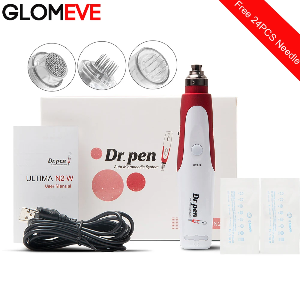 Dr Pen N2W беспроводная микро роликовая Дерма ручка для терапии штампов с 24