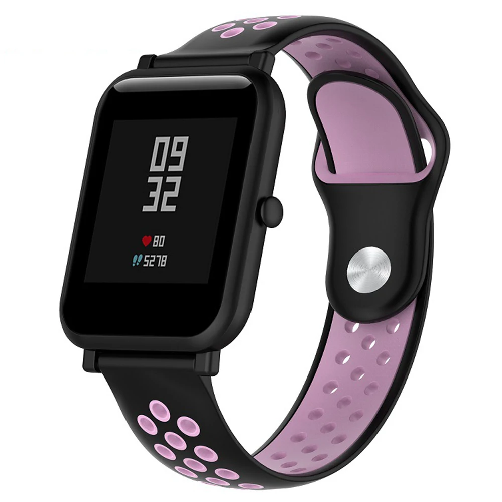 20 мм двойной цветной силикон сменный ремешок для наручных часов Xiaomi Huami Amazfit Bip Молодежные часы для Amazfit Watch 1/2/2s