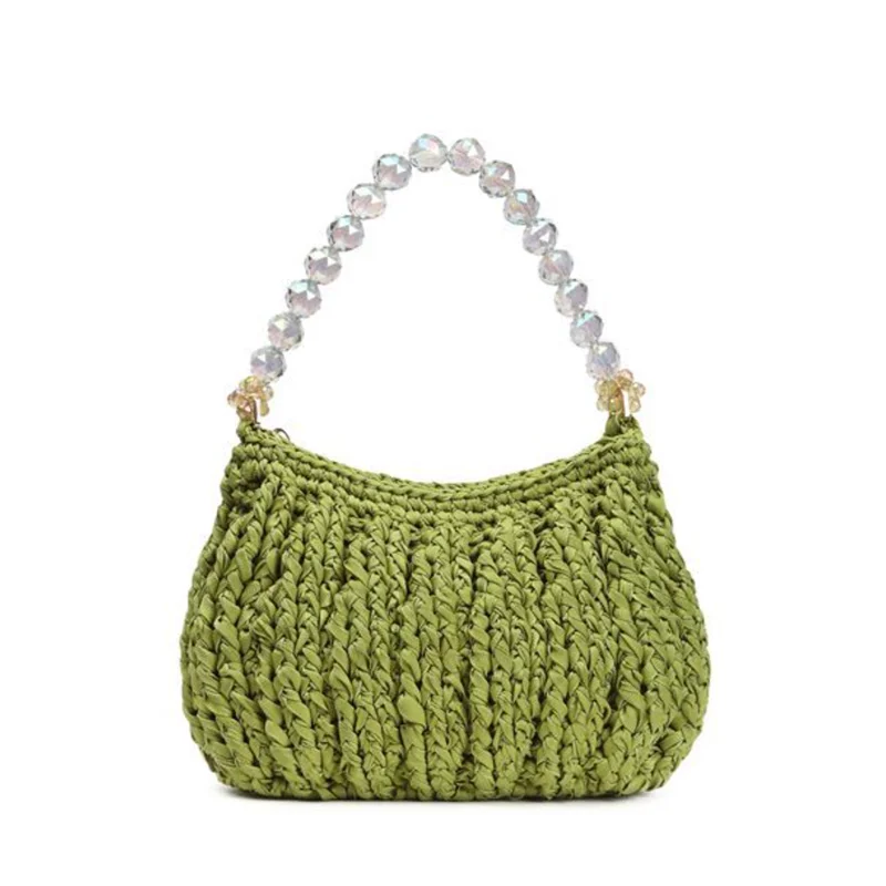 

Fashion Exquisite Lady Shoulder Minaudiere Bags Women Luxury Handbag Square Acrylic Shoulder Knit Weave Bag