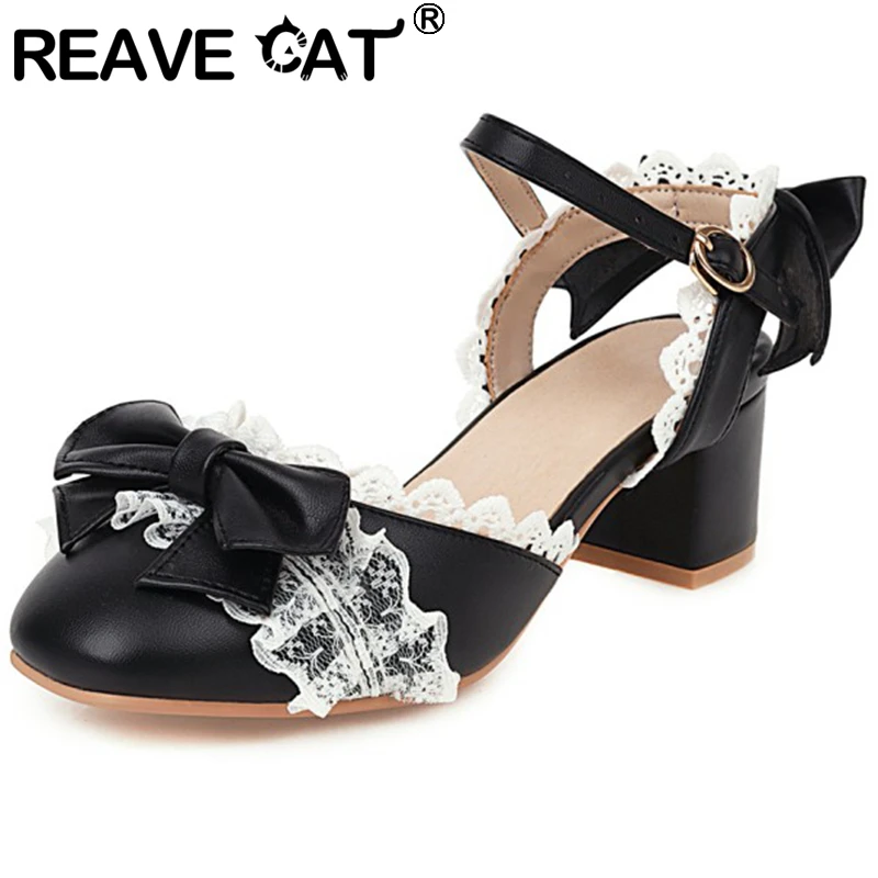 

Женская летняя Лолита REAVE CAT, новинка 2021 года, Повседневная летняя Лолита с цветочным рисунком и высоким каблуком-шпилькой и бантом, большие ...