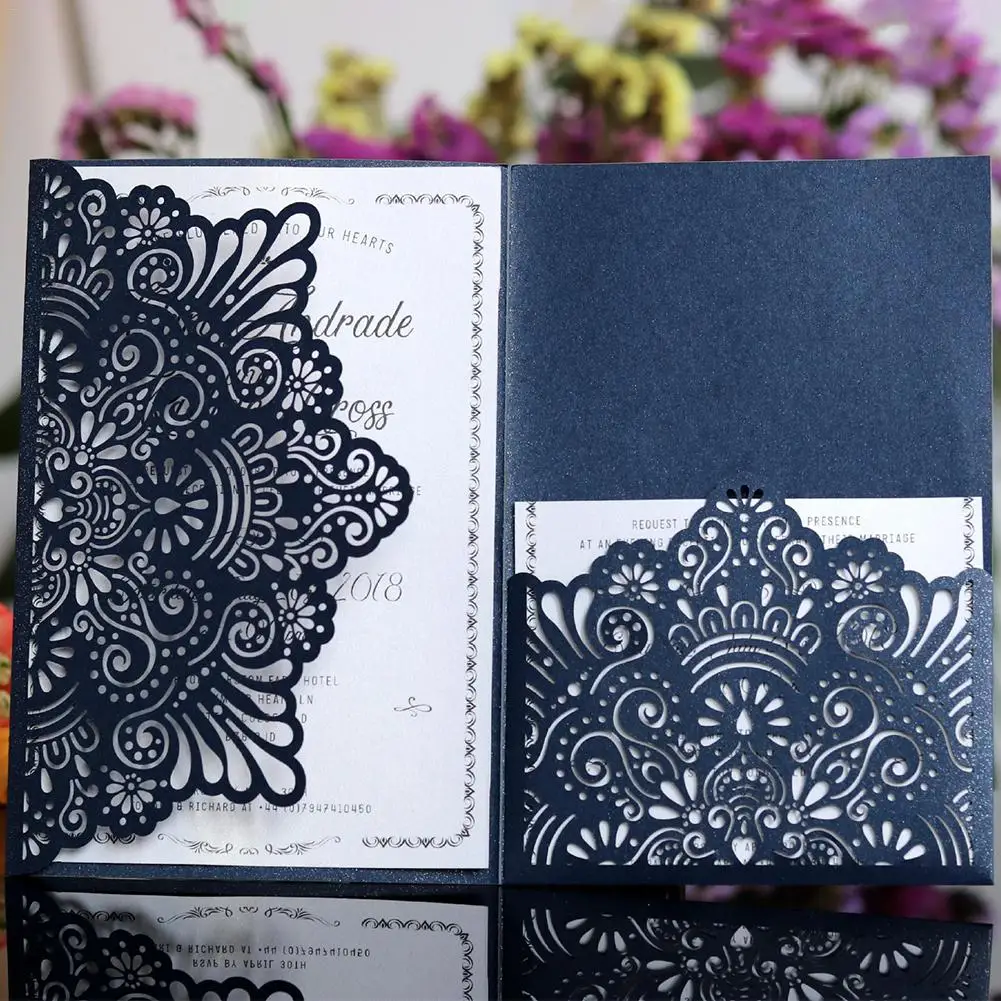 10 шт. свадебные открытки в европейском стиле Лазерная вырезка Пригласительные