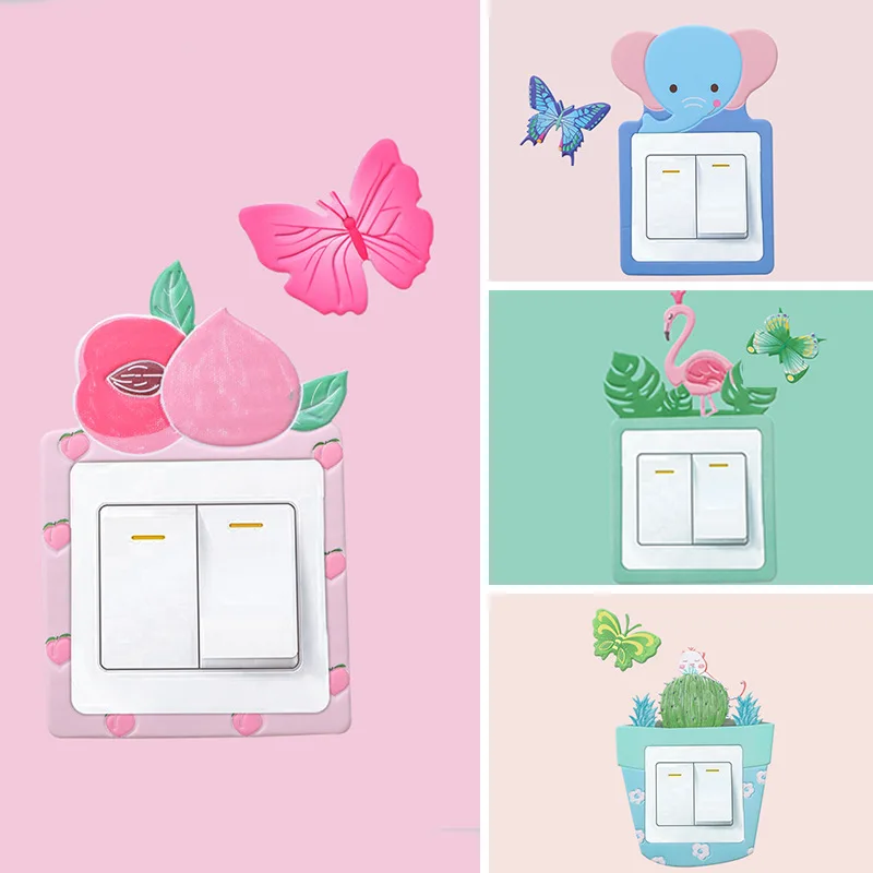 

Cute Cartoon 3D Cactus Fluorescent Wall Silicone On-off Switch Stickers Kids Luminous Light Switch Outlet Home Decorations