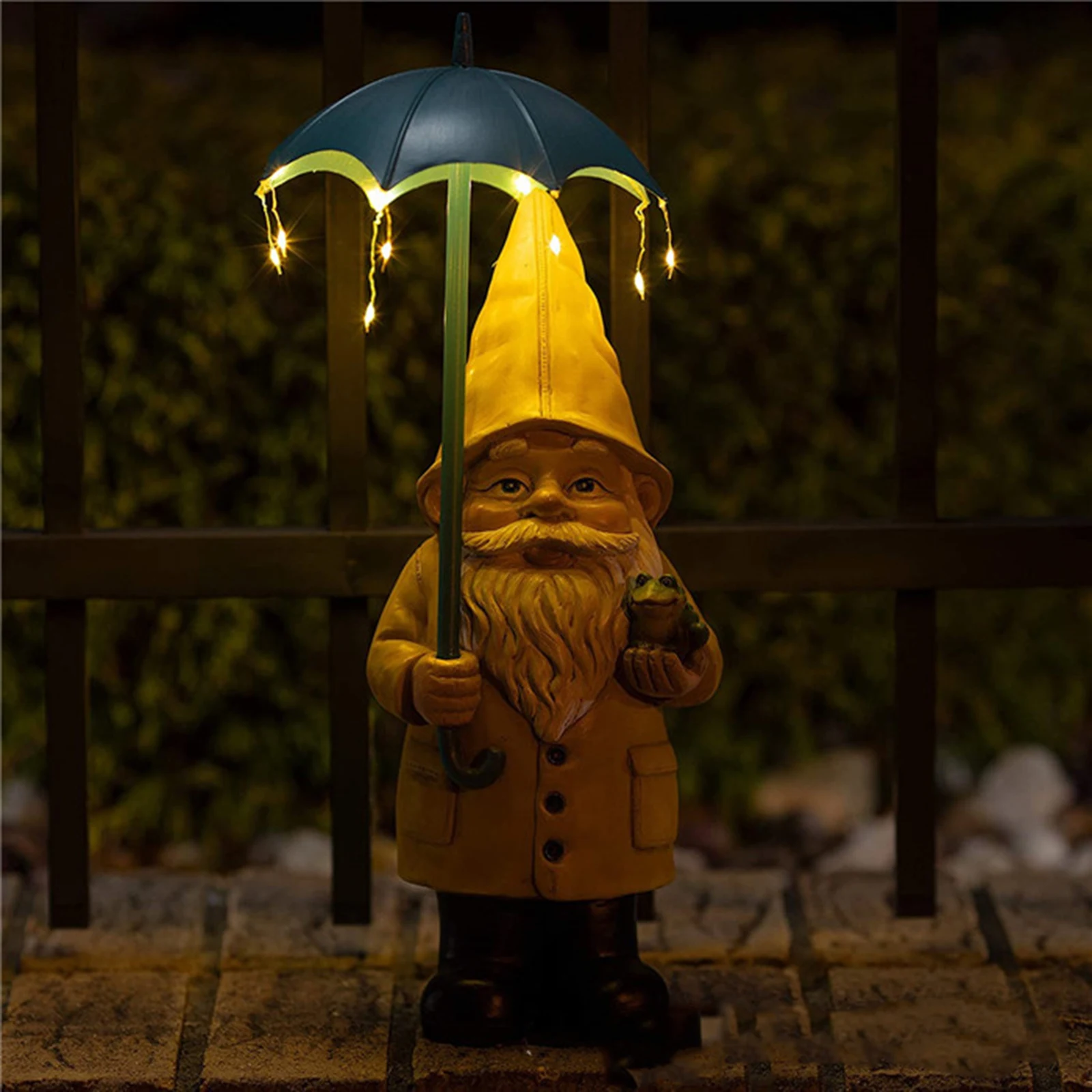 

Newly Old man with Umbrella Ornaments Luminous Resin Crafts Suitable for Outtdoor Indoor Decoration