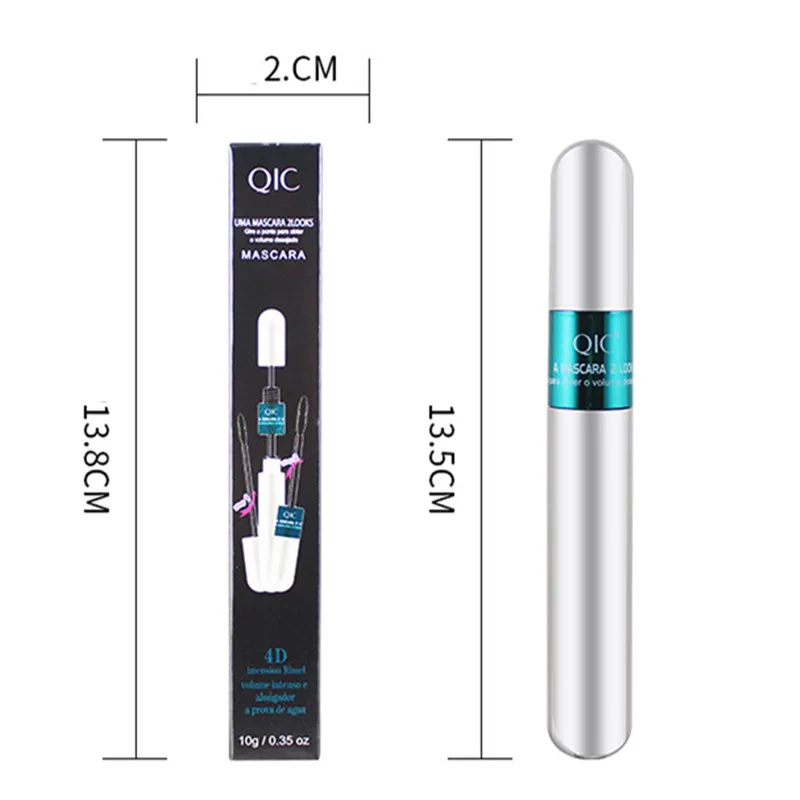 Тушь для ресниц с двойной кисточкой 3D маска в рулоне Блестящая Серебристая