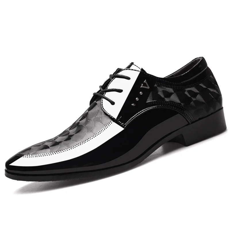

Luxury Fashion Brock Men's Dress Shoes Lace Up Business Formal Oxford Shoes Pointed Toe Male Leather Casual Shoes