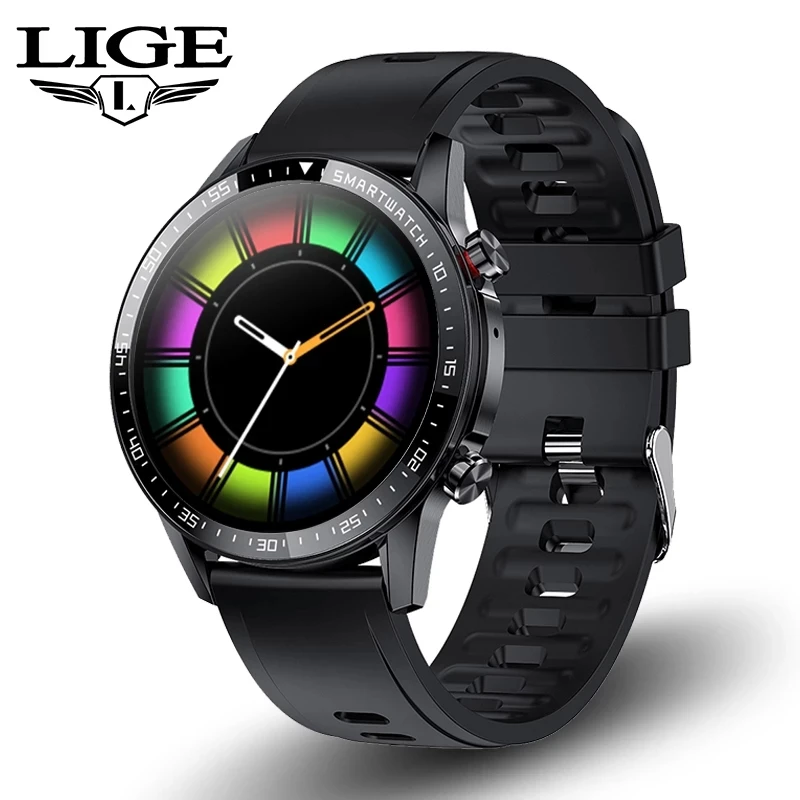 

LIGE New Men Smart Watch Bluetooth Call Heart Rate Monitoring Sports Bracelet Smart Clock HD Color Screen Waterproof Smartwatch