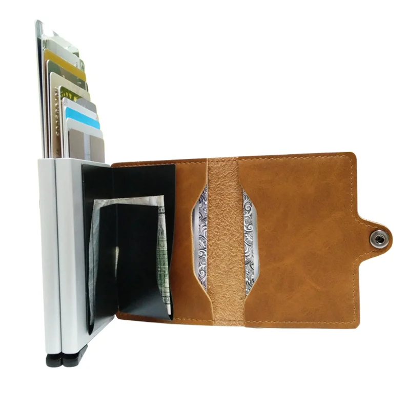 Винтажный бумажник Rfid блокирующая защита для мужчин id кредитница кожаный чехол