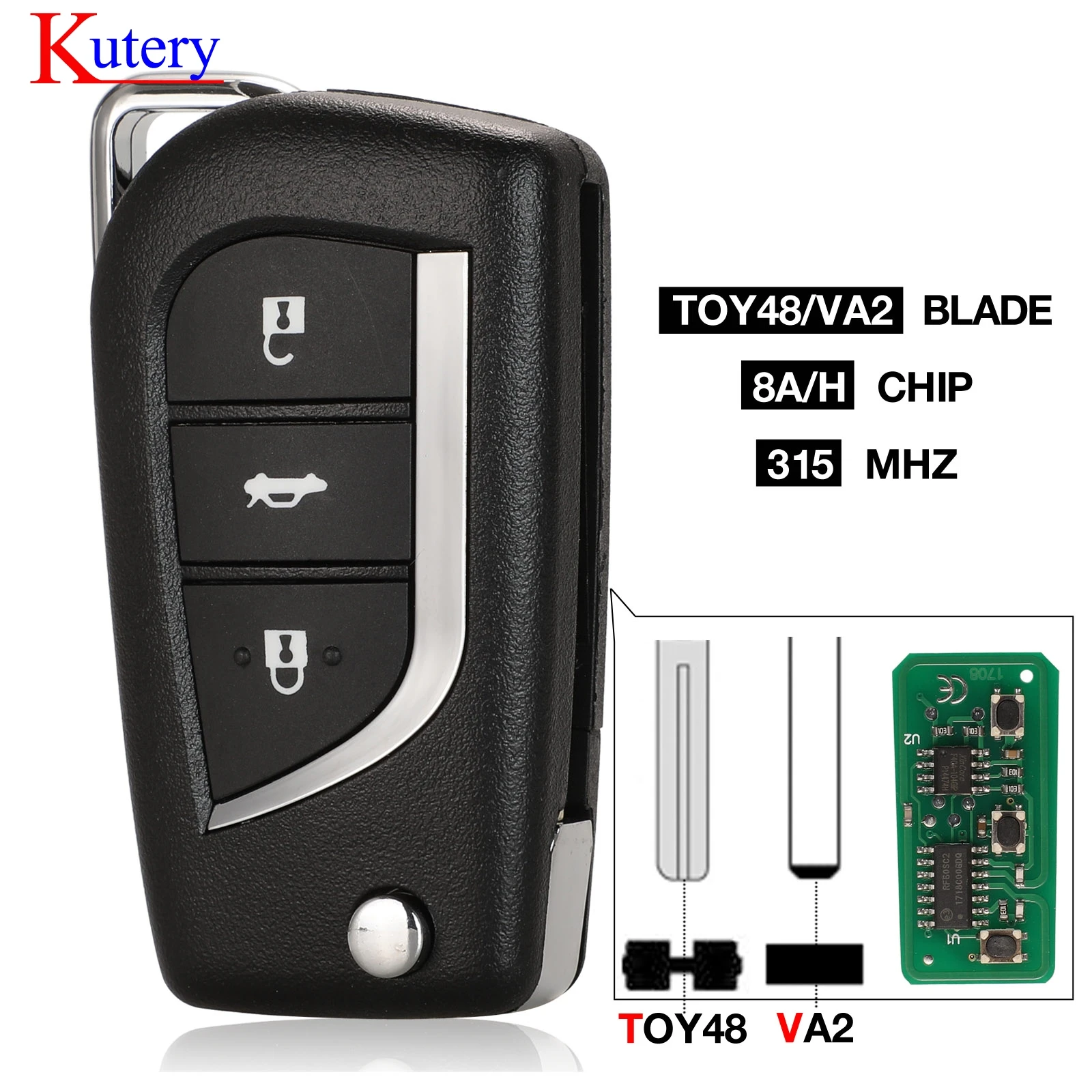 Kutery 315mhz H Chip Flip Remote Car Key Fob 2012 2013 2014 2015 2016 2017 для Toyota Corolla Levin camry Auris | Автомобили и