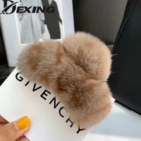 new luxury rabbit fur large barrette crab hair claws women girl large size hair clamps claw clip crab chic hair accessories gift
