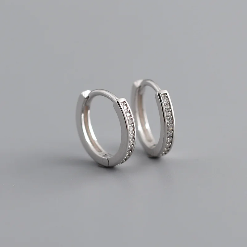 

1Pair Piercing 925 Sterling Silver Hoop Earrings for Women 2020 Trend Jewelry Round Inlaid Zircon Earrings forTeens