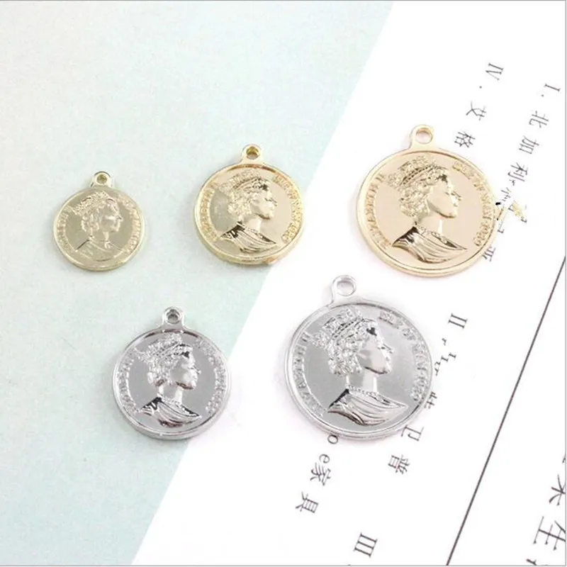 10 шт./лот подвески коннекторы из золотого сплава с монетами для сережек подвесок