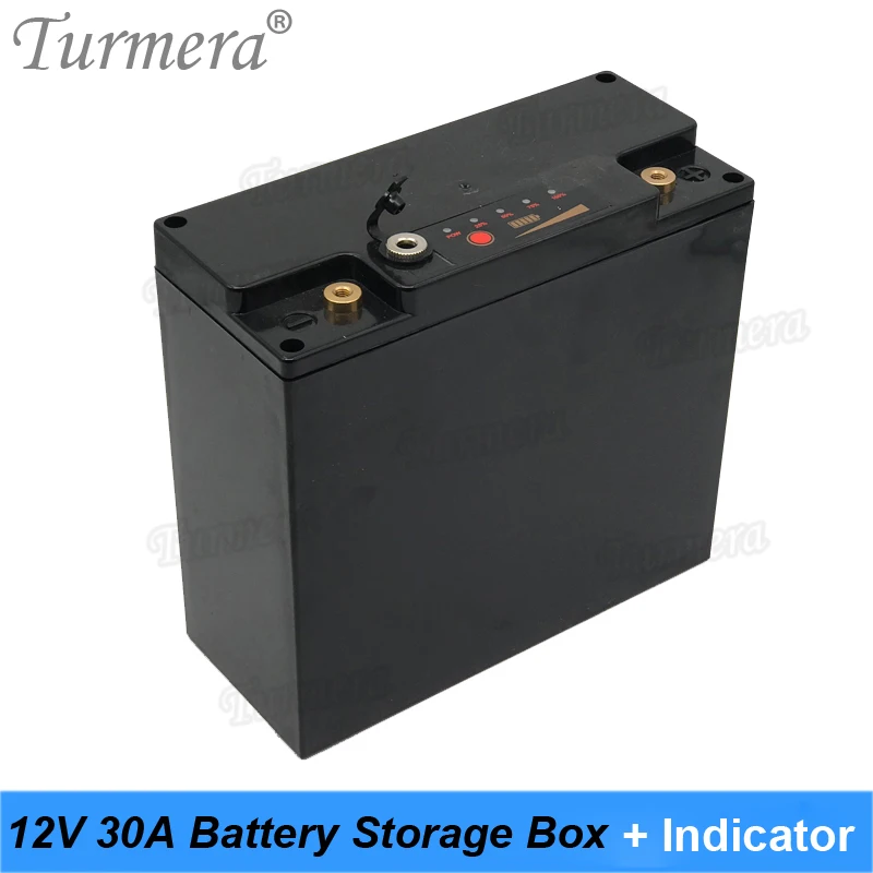 Turmera 12V 30Ah Battery Storage Box Case with Indicator DC Port Build 48Pieces 18650 Battery for Uninterrupted Power Supply 12V