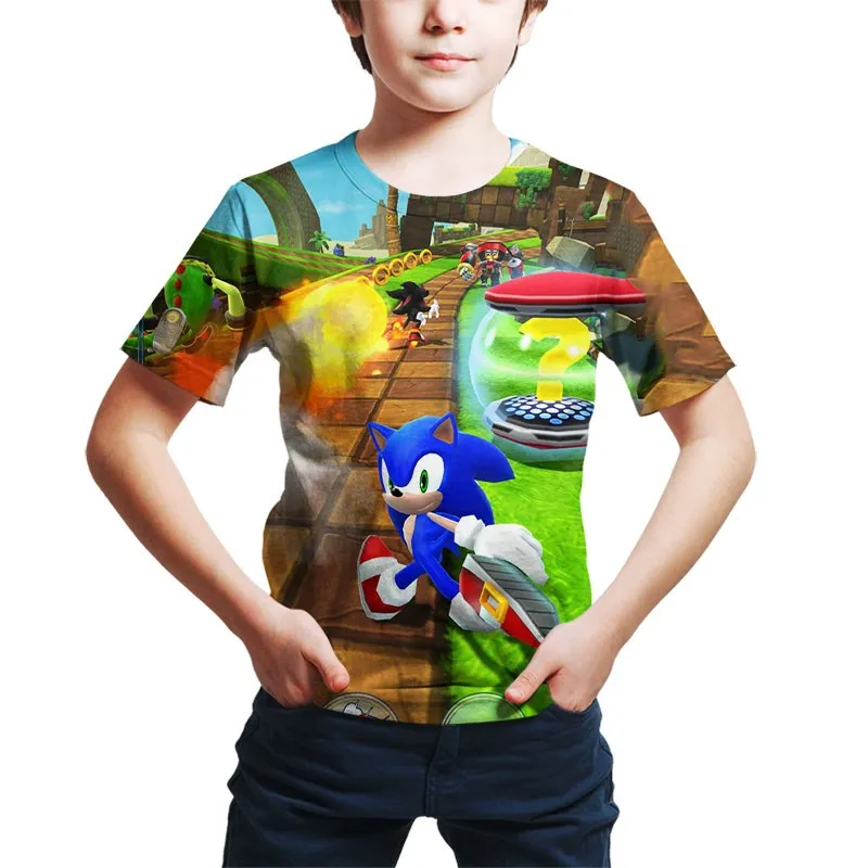 Футболки для мальчиков и девочек с 3D-принтом ежики Супер Марио детские футболки