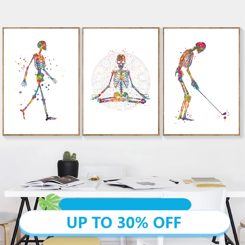 Холст для живописи человека анатомический плакат Перемещение Скелет силуэт
