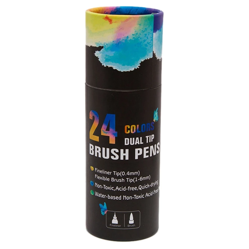 24 цвета двойные кончики кистей маркеры Fineliner акварельные художественные