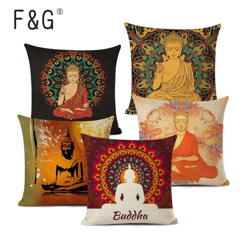 Подушка &quotБудда&quot чехол из Китая Тайланд культура искусство украшение
