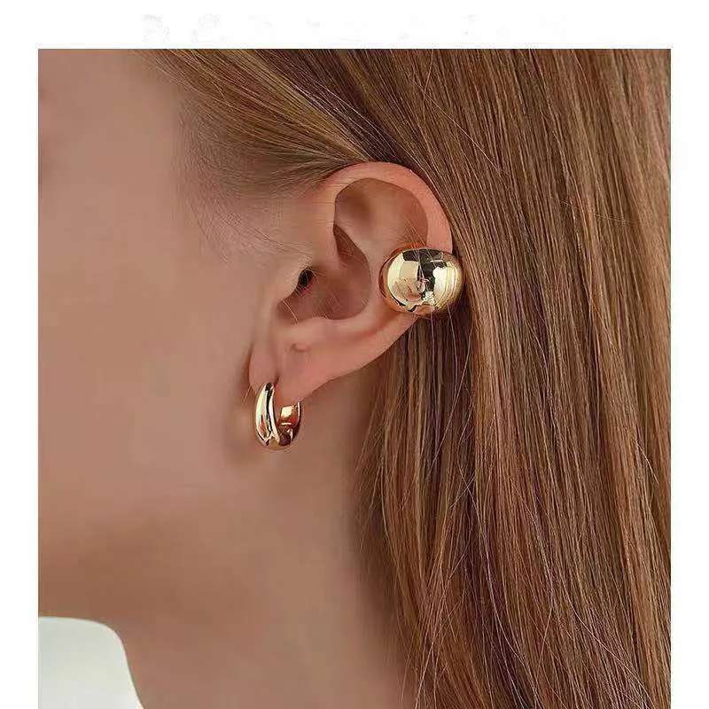 

Rongho Punk Metal Beans Ear Cuff Vintage Metal Bead Clip Earrings for Women Gothic Jewelry Femme Ear Clip Bijoux