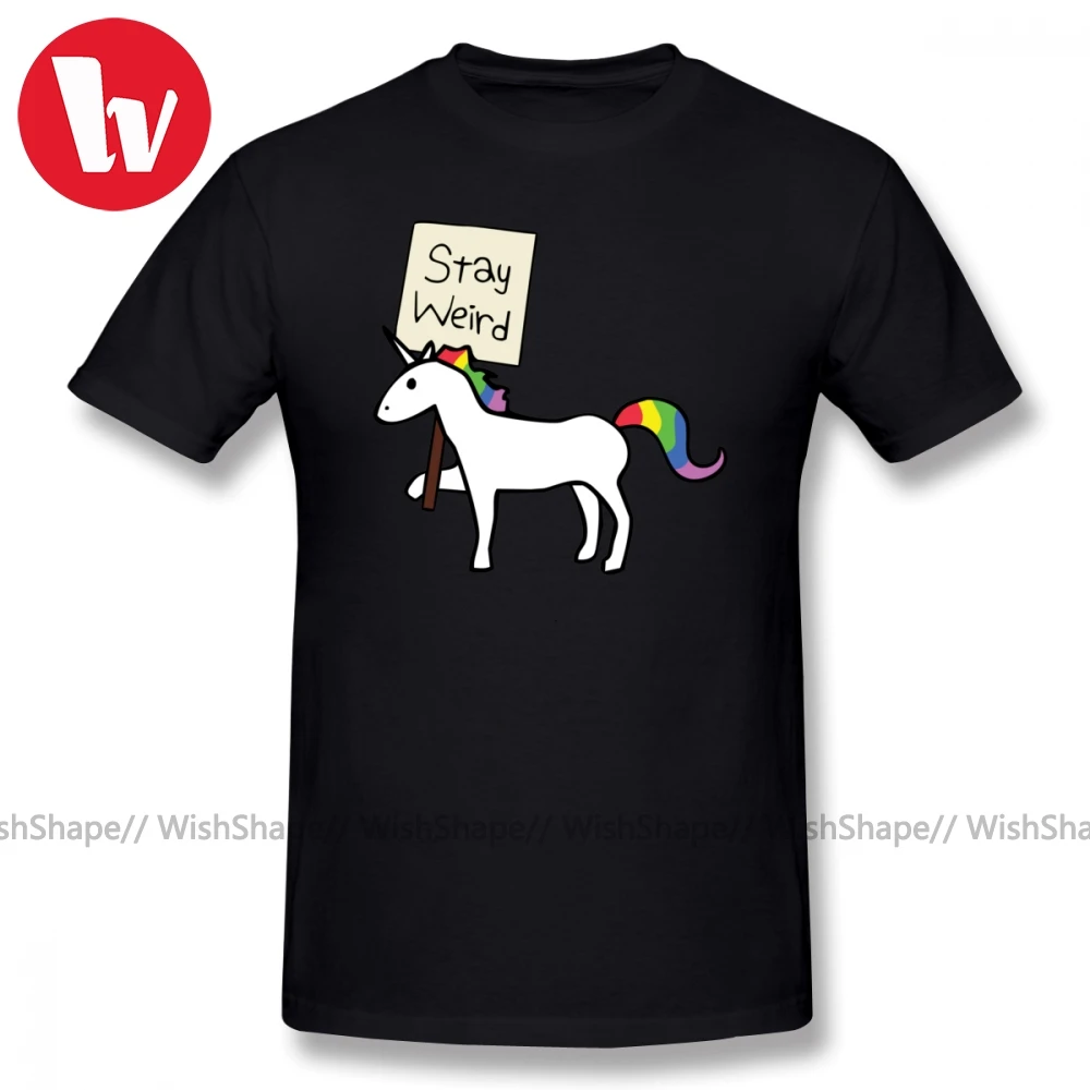Странная футболка оставайтесь странным Единорог Футболка мужская с мультяшным