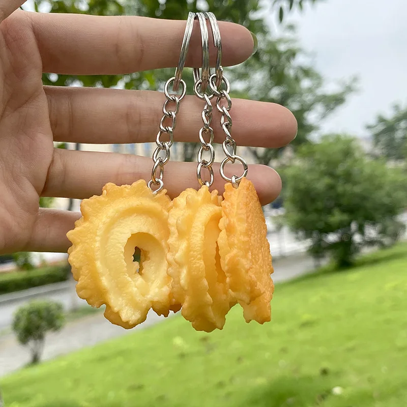 6PCS PVC Iimitation Food Cookie Key Chain Backpack Pendant Toy Cute Small Gift Imitation Biscuit Model keychain for wholesales