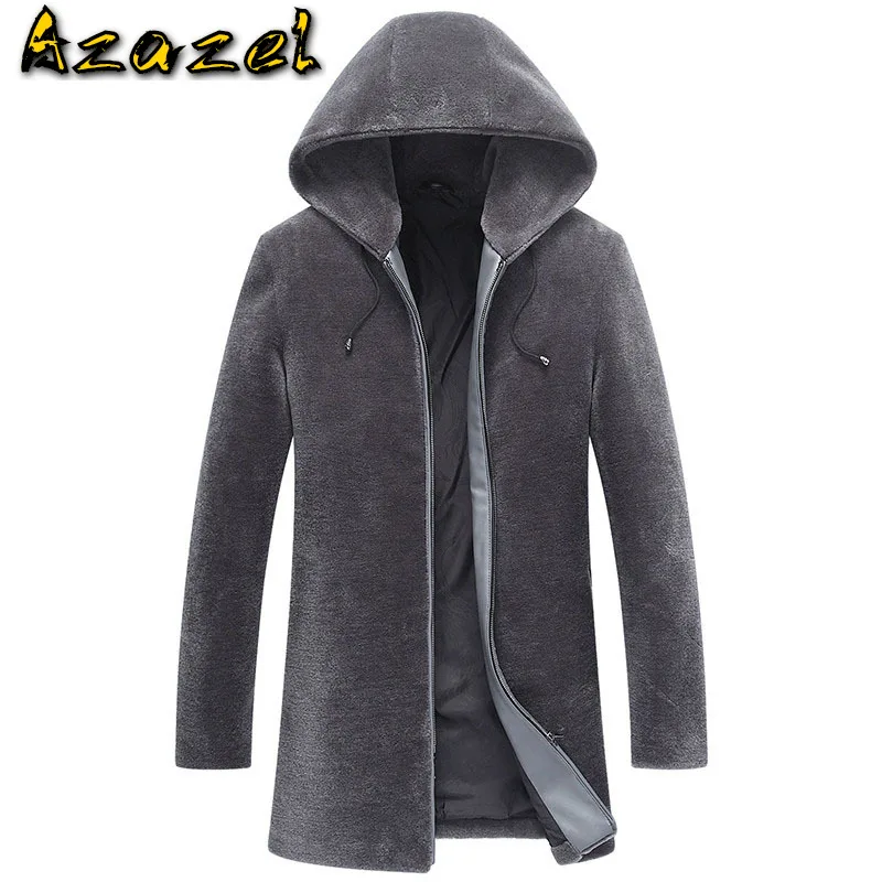 

Пальто из натуральной овчины Azazel, Длинная зимняя куртка с капюшоном, Мужское пальто из 100% шерсти, Женское пальто AW9941 MY359