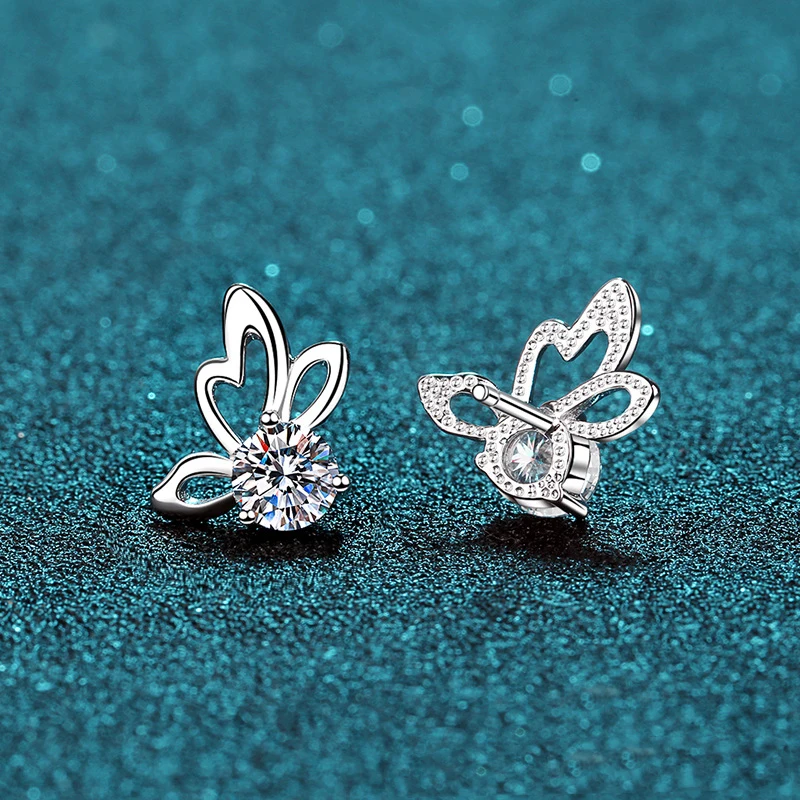 

Total 0.5ct EF VVS1 Diamond Test Passed Moissanite 18K White Gold Plated 925 Silver Earring Jewelry Woman Girlfriend Gift