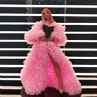 Пышная фатиновая юбка с куртка длинные очень Пышное Для женщин халат вечерние платье индивидуальный заказ многоуровневыми оборками Chic кимоно фотосессии куртка размера плюс