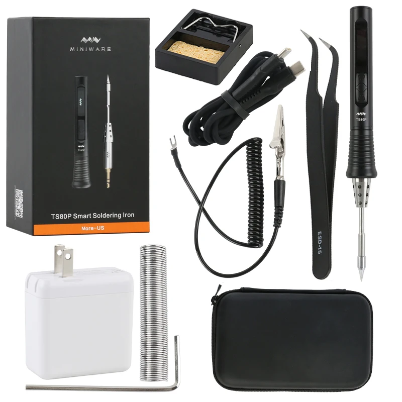 MINI TS80 Upgraded Version Type C USB Smart OLED Adjustable Electric Soldering Iron Sleep Mode Repair Set TS80P For PCB Solder |