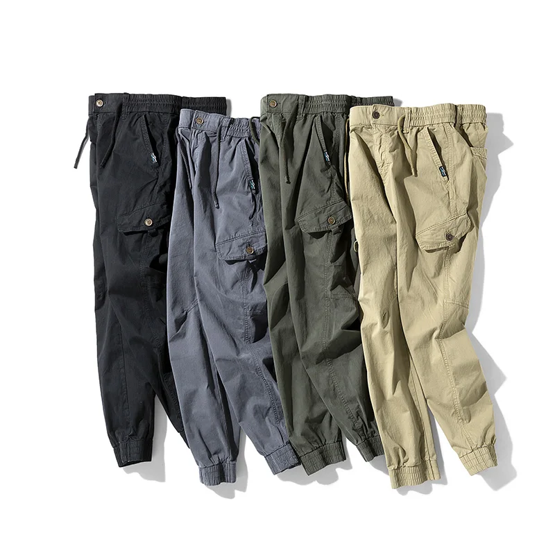 

2021 New Men's Cargo Pants Thin Cotton Fashion Multi-Pocket Casual Trousers Male Micro Stretch Slim Plus Size Overalls 20723 P58