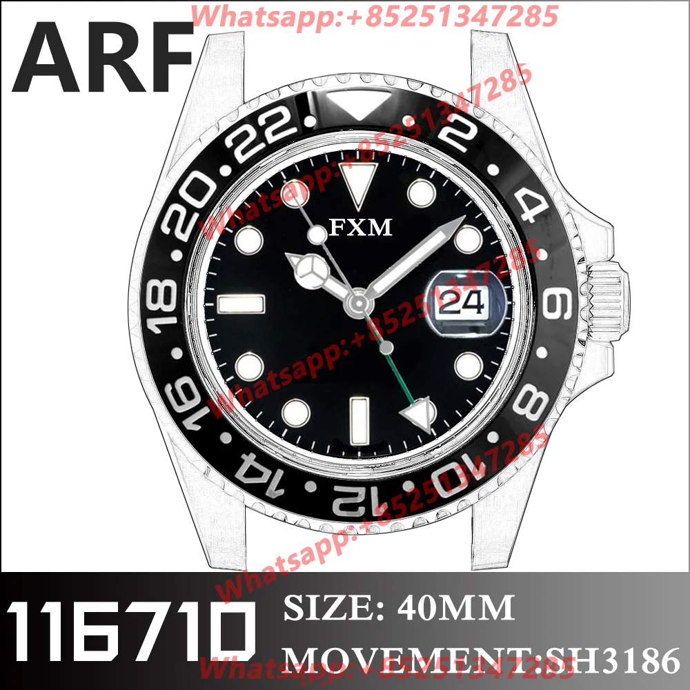 

Men's Automatic Mechanical Luxury Watch 40MM NOOB 116710 LN Clean 904L 1:1 Best Edition AAA Replica Super Clone SA3186 CHS