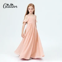 little bridesmaid party off shoulder ruffled sleeves dress girl wedding banquet kids birthday party dresses for girls costumels
