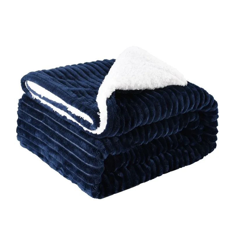 

Высококачественное одеяло из кашемира ягненка, моющееся одеяло в синюю полоску из фланели + покрывало из овечьей шерсти для дивана, одеяло д...