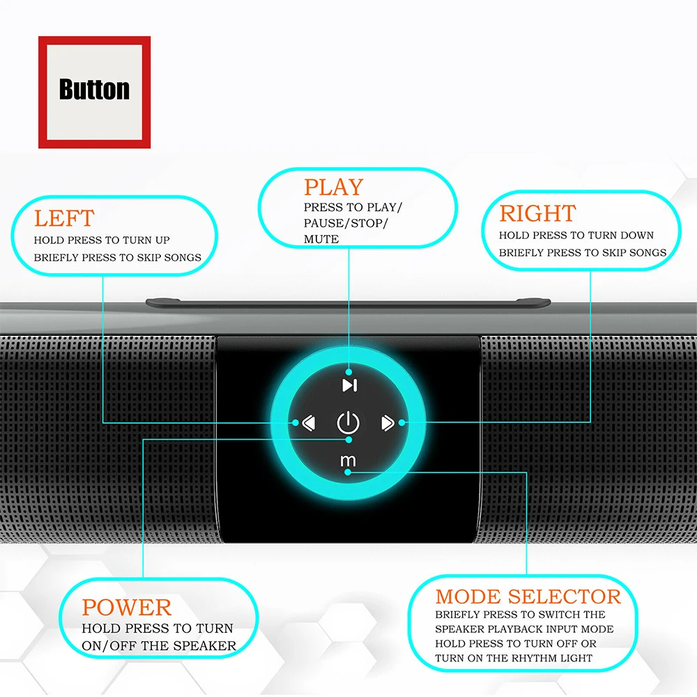 Беспроводная звуковая панель Bluetooth 5 0 сабвуфер стерео динамик мощная FM-Колонка
