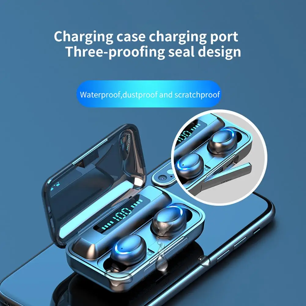 Fones de Ouvido Fones sem Fio Fone com Microfone 2021 à Prova Dtwágua Esportes Estéreo Bluetooth 5.0 Case Carregamento 9d Tws