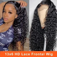 13x46 30 inch glueless water wave wigs lace closure for black women wet and wavy wig human hair pre plucked with baby hair 4x4
