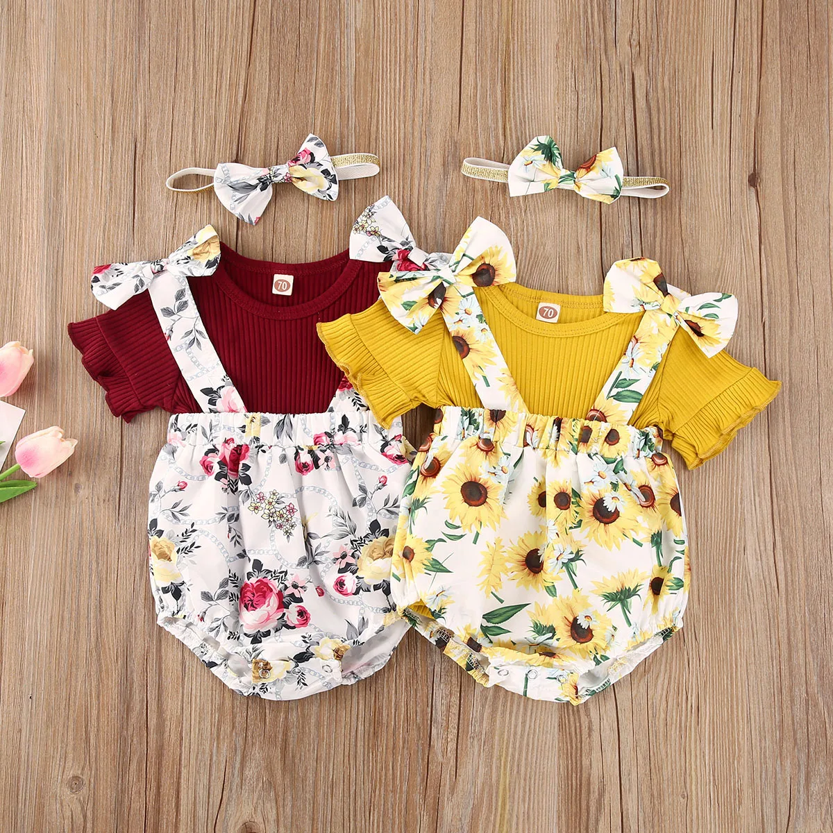 

Toddler Kids Baby Girl Tops T shirts+ Shorts Overalls Bib Floral Outfits Clothes