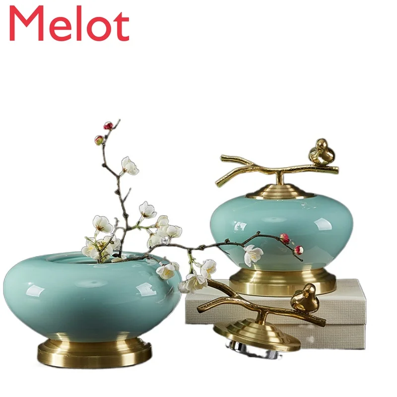 

New Chinese Style Home Retro Ceramic Ornaments TV Cabinet Villa Porch Living Room Wine Cabinet Soft Decorations Desk Decor