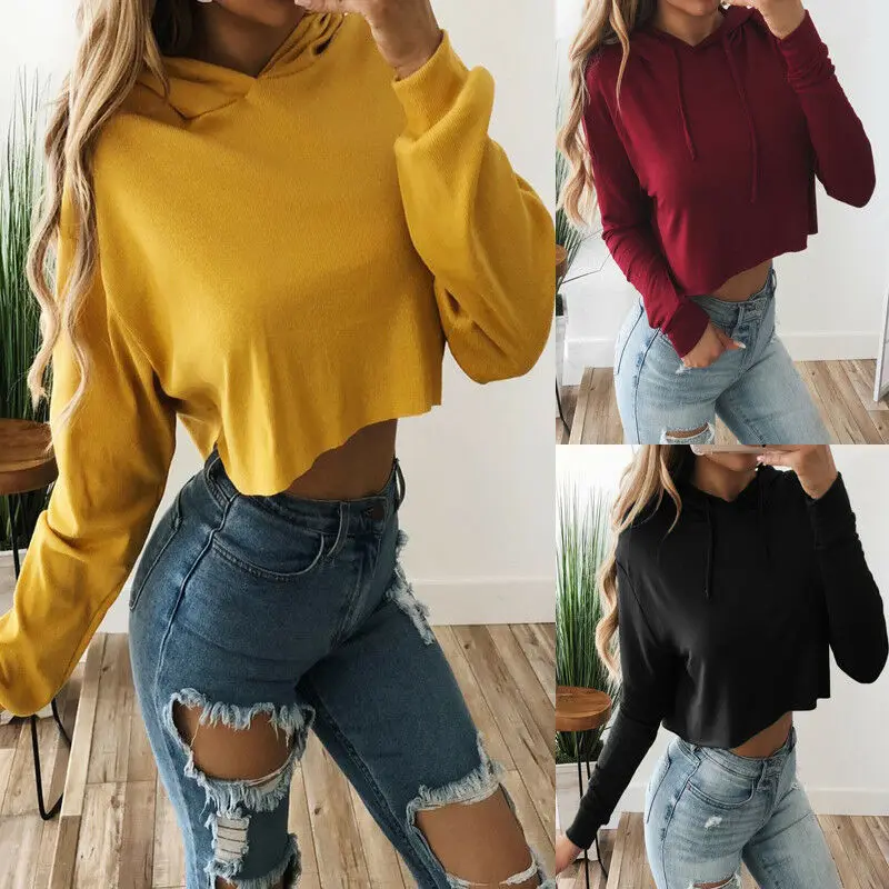 Retro Women Hoodies Sexy Over Plain Chain Crop Top Hooded Pullover Hoody Jumper Cosplay Tops Plus Size Casual Sweatshirts hot | Женская