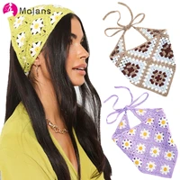 molans women triangle bandanas turban crochet hair scarf hairband knitted headband elastic hair band headwrap hair accessories
