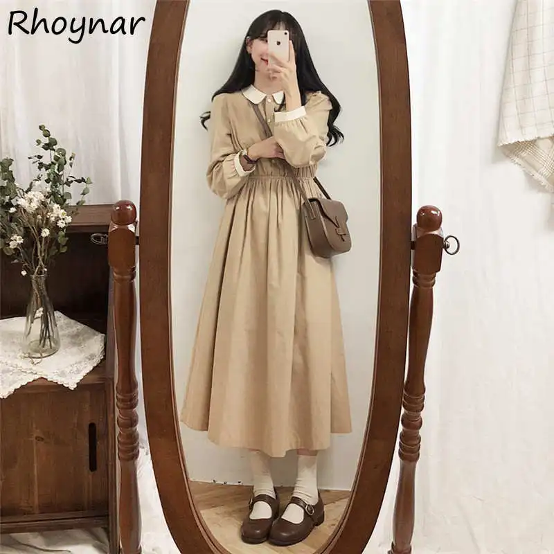 

Женские милые универсальные платья в стиле ретро для девушек, уличная одежда во французском стиле, модные платья Ulzzang для отдыха с высокой т...