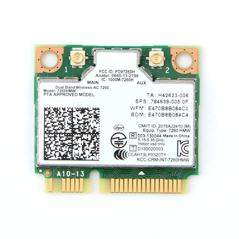 

Двухдиапазонный беспроводной адаптер переменного тока AC1200 с картой MINI PCI-E 7260AC 7260HMW 2,4G/5G Wifi + bluetooth 4,0 для Dell/Sony/ACER/ASUS