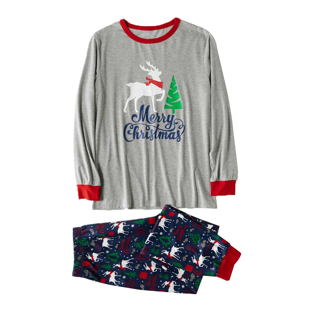 Новый семейный пижамный комплект топ с длинными рукавами и принтом Merry Christmas +