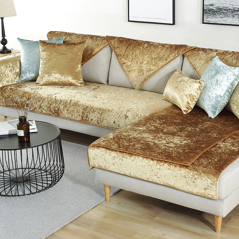 Высококачественный плюшевый чехол для дивана и диванных подушек белый короткий