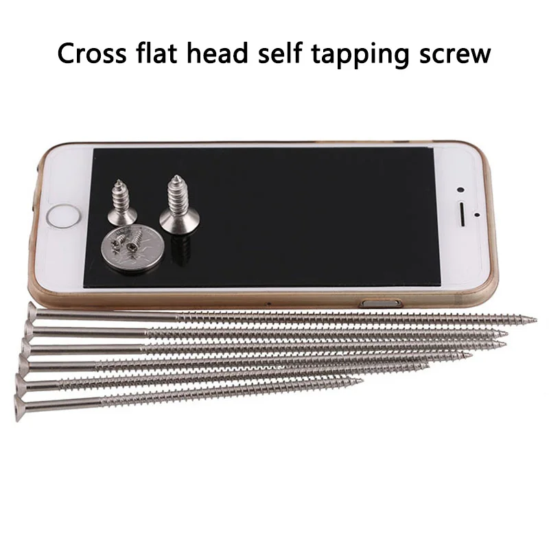 

304 Stainless steel Cross Countersunk Head Self Tapping Screw KA Flat Head Self-tapping Wood Screw M1M1.2M1.4M1.7M2 50PCS