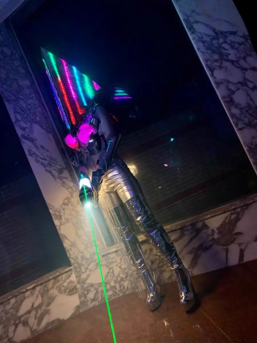 Костюмы для косплея сценических танцев костюм робота с разноцветной