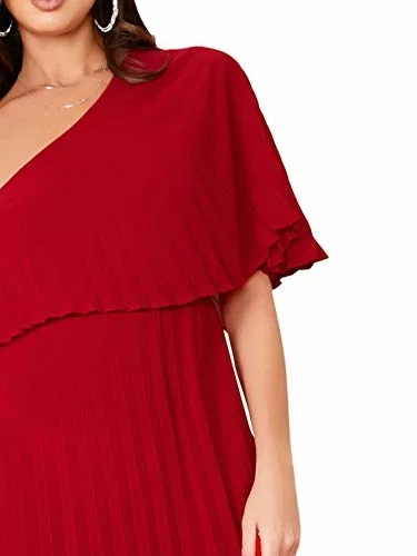 

Shein A Shoulder Folder Effects Color Chiffon Dress
