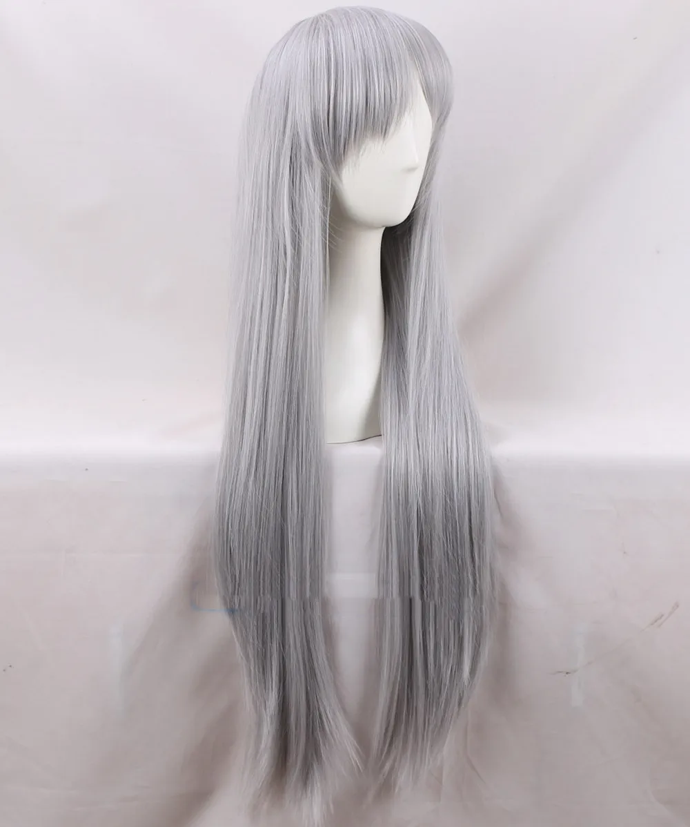 Прямой длинный серебристо серый парик для косплея из японского аниме S Kanzaki