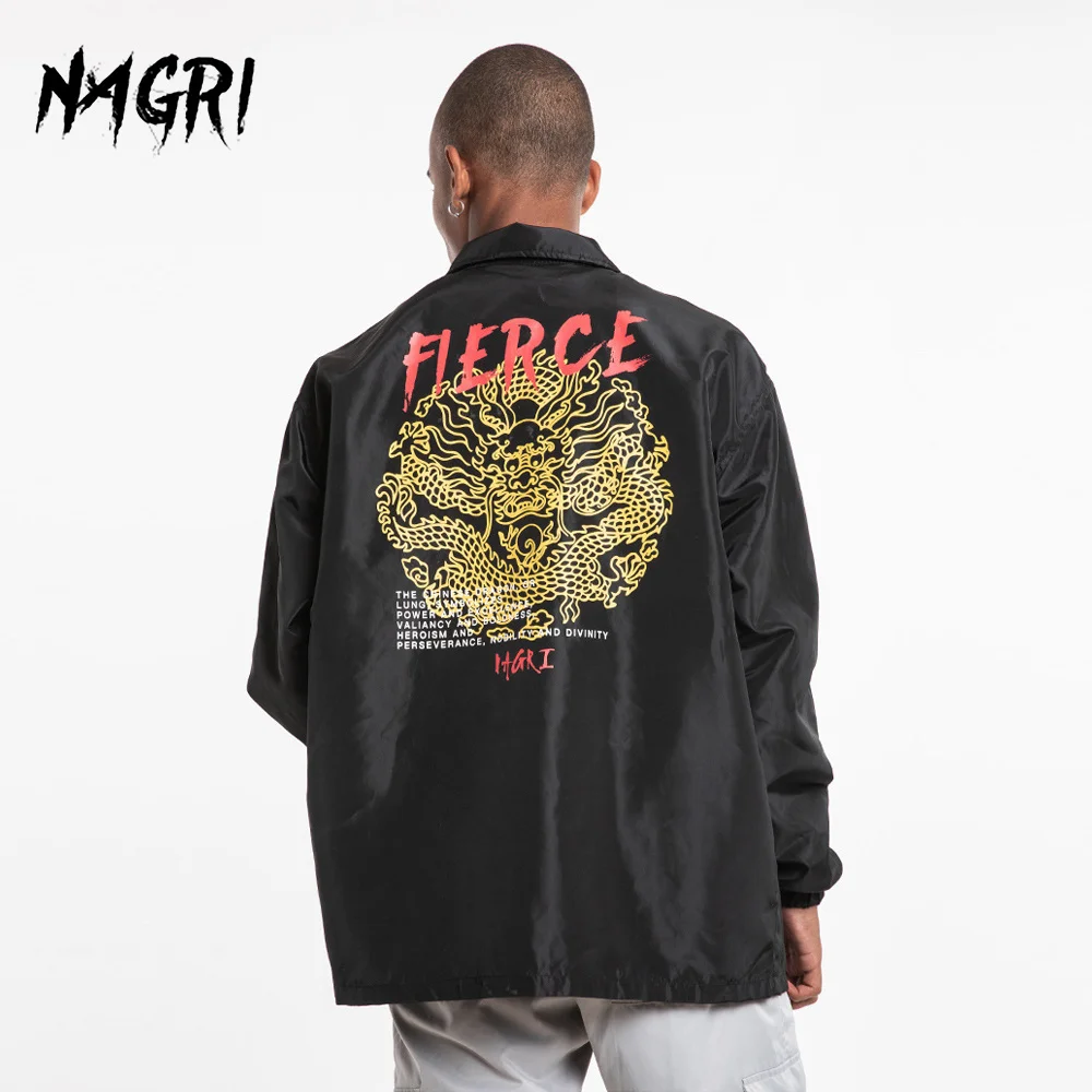 

Рубашка мужская с принтом дракона, уличная одежда в стиле хип-хоп, с длинным рукавом, на пуговицах, с принтом надписи, весна-осень