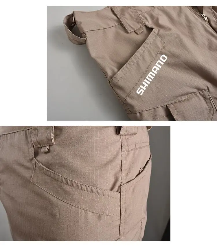 

Shimanos Men Cargo Solid Army Tactical Pants Summer Fishing Clothes Waterproof Quick Dry Breathable Shorts Fishing Pants Hiking